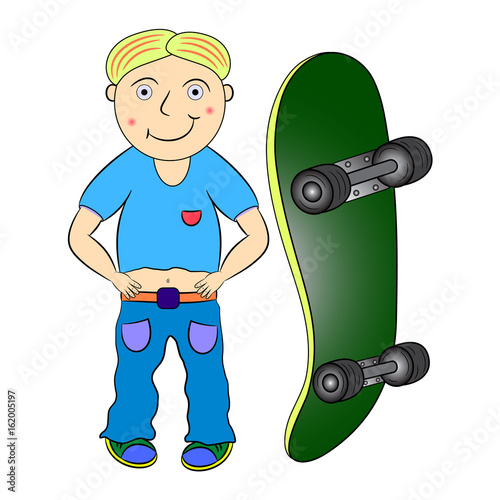 boy and  skateboard cartoon 