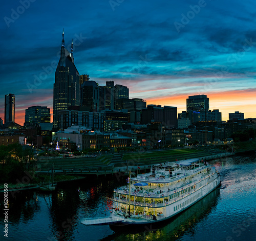 Nashville Skyline with General Jackson Riverboat