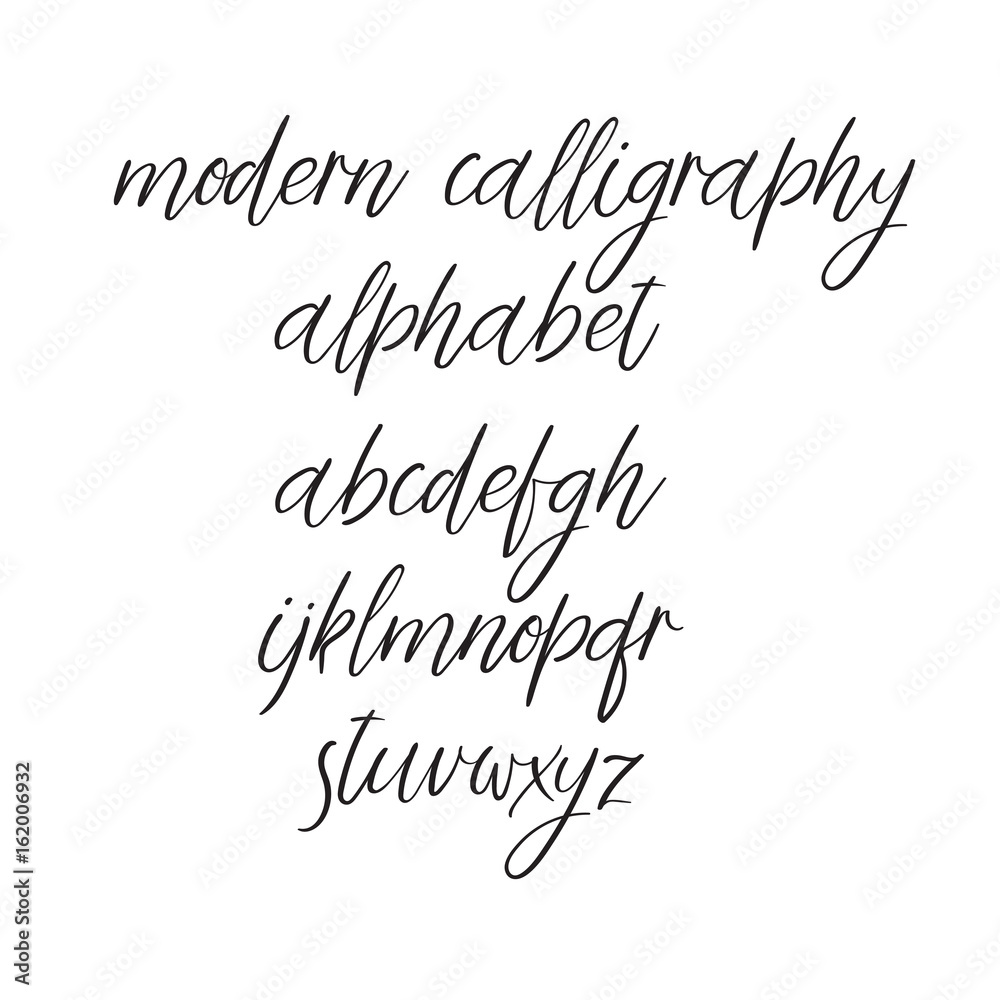 Vector Calligraphy Alphabet. Handwritten font isolated on white background.