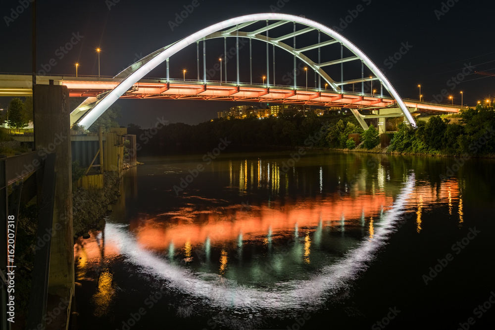 Nashville arch bridge reflection
