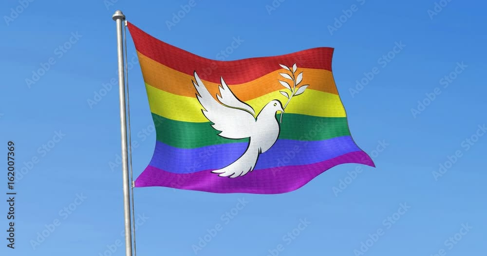 Drapeau symbole de paix flottant dans le vent (4k)