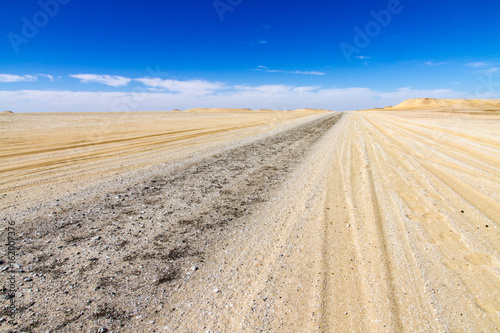 A stunning view of driving in the Western Desert, toward Bahariya Oasis. Egypt