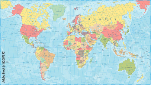 Fototapeta Naklejka Na Ścianę i Meble -  Colored World Map - Vector Illustration