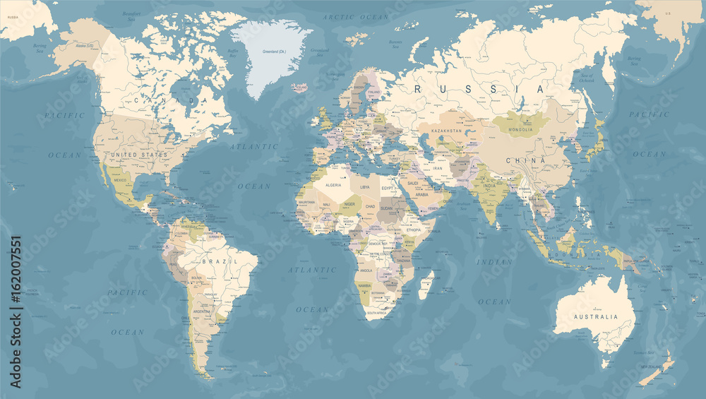 Obraz premium Vintage mapa świata - ilustracji wektorowych