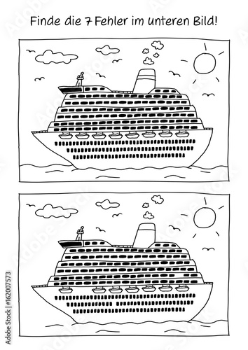 Rätsel für Kinder, Fehlerbild - Kreuzfahrtschiff