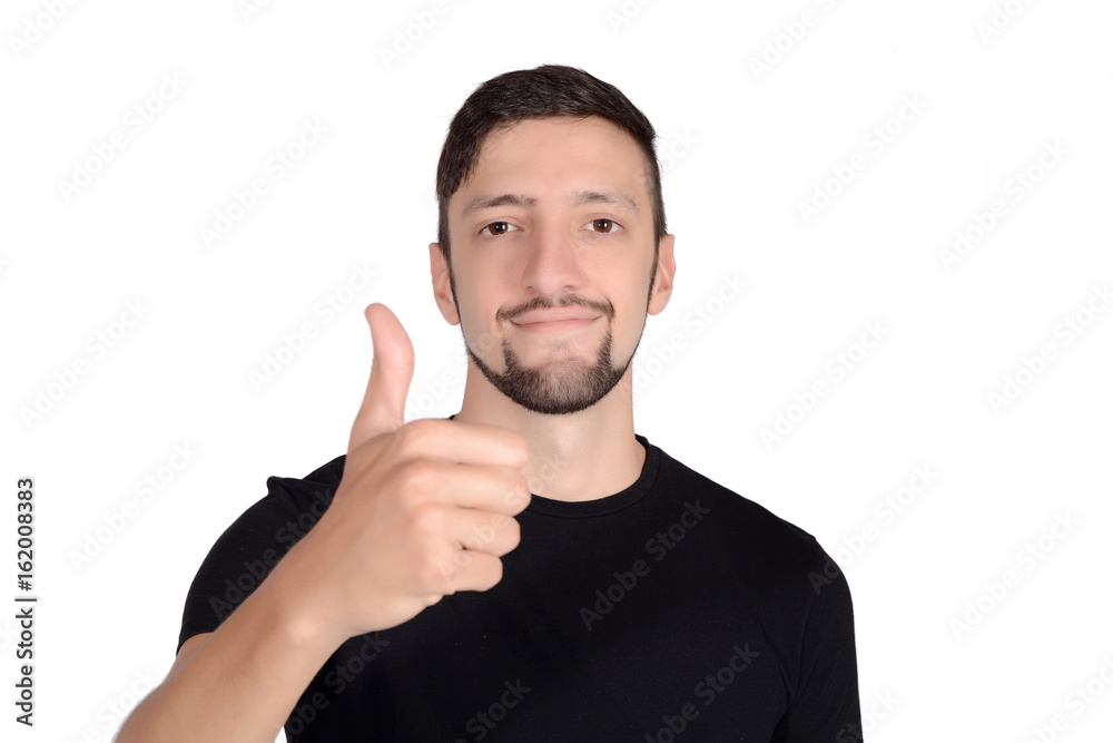 Young latin man doing ok gesture. Young latin man doing ok gesture.