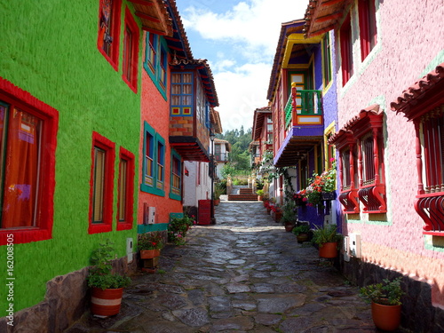 A pretty street in Pueblito Boyacense, every street represents a different village in the Colombian department of Boyaca