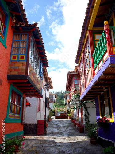 A pretty street in Pueblito Boyacense, every street represents a different village in the Colombian department of Boyaca