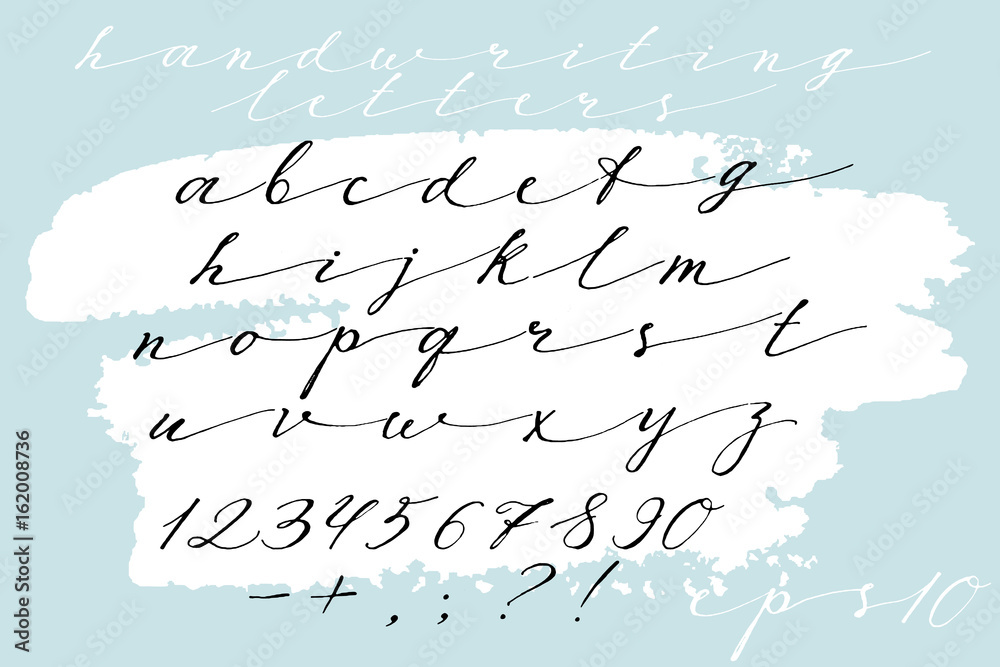 Calligraphic hand drawn font. Handwritten alphabet in elegant brush style.  Modern script in vector. Handmade thin artistic letters. Stock-Vektorgrafik  | Adobe Stock