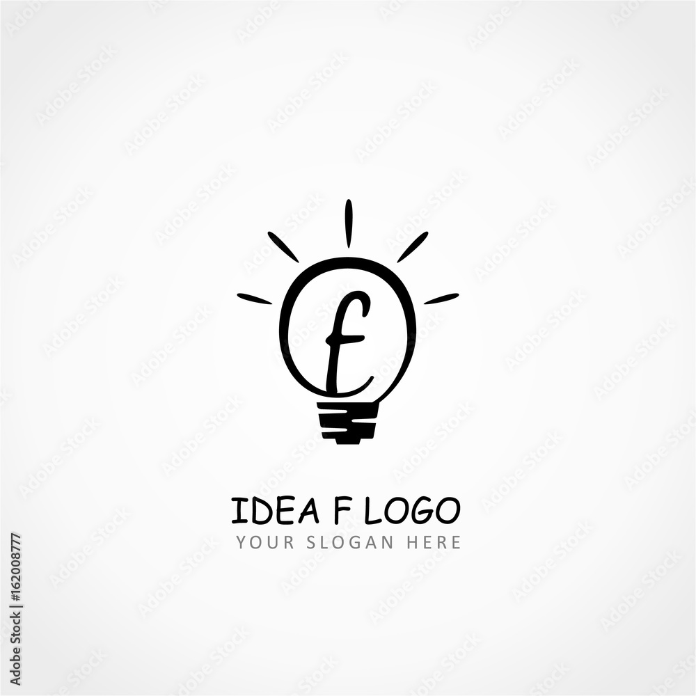Idea Logo. Letter F on Lamp Idea Logo Idea Logo. Letter F on Lamp Idea Logo