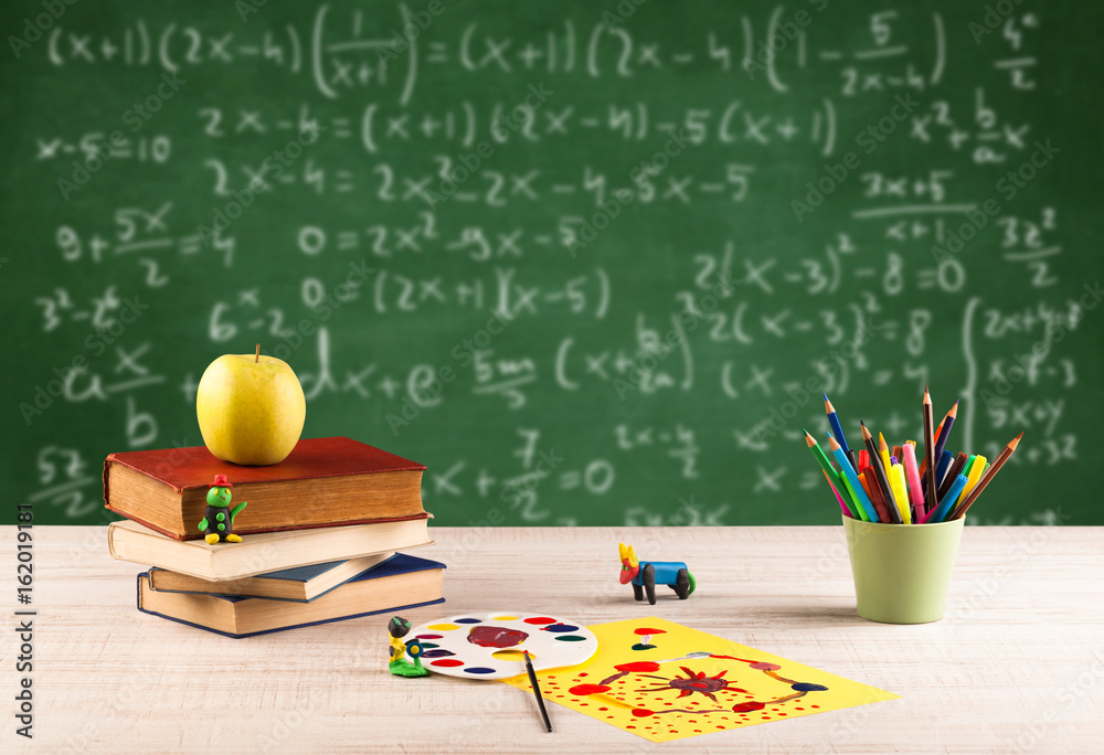 Math class from student school desk Math class from student school desk