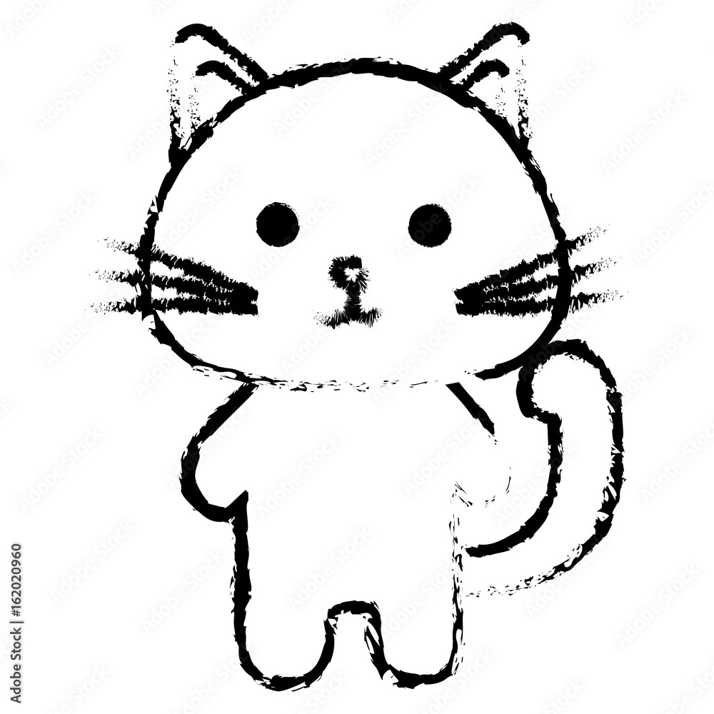Stuffed animal cat icon vector illustration design draw Stock Vector |  Adobe Stock