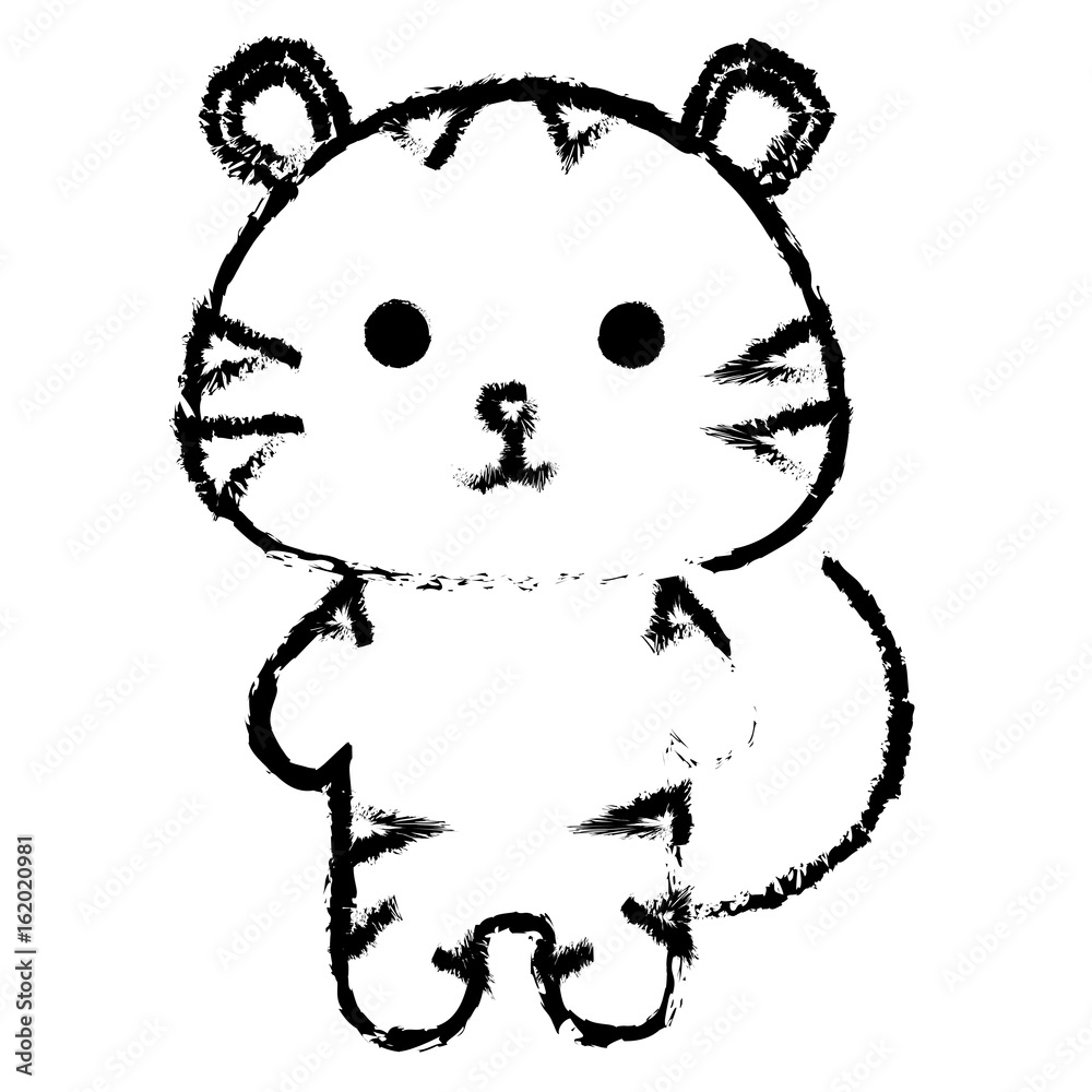 Stuffed animal tiger icon vector illustration design draw Stuffed animal tiger icon vector illustration design draw