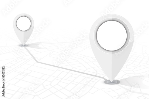 GPS navigator pin checking point to point white color on white background