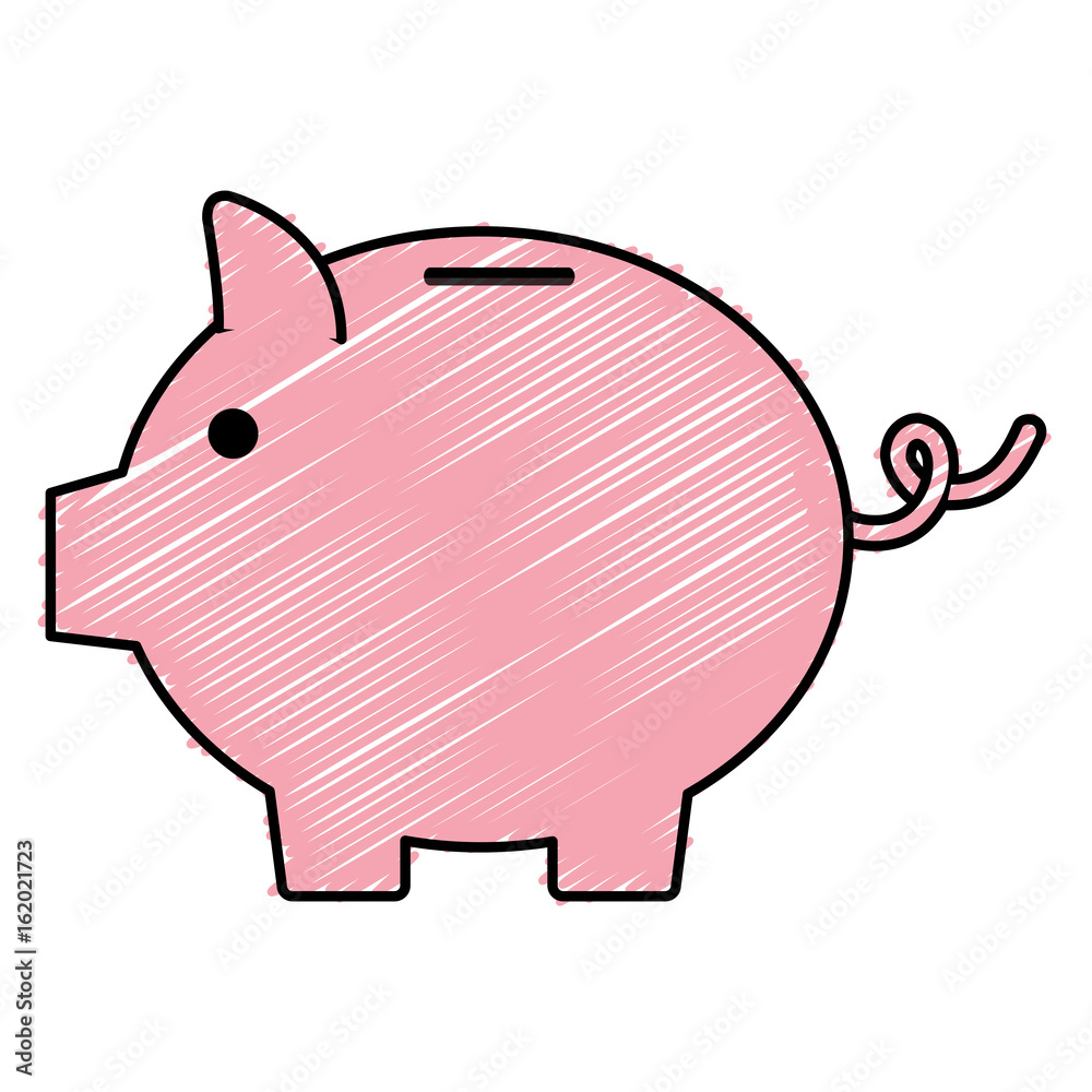 Fototapeta premium Piggy bank money icon vector illustration design doodle