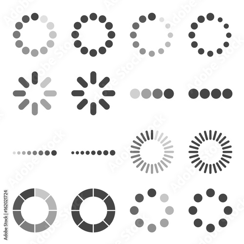 Loading Bar icon set, vector symbol in outline flat style isolated on white background.