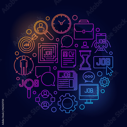 Job search colorful linear illustration