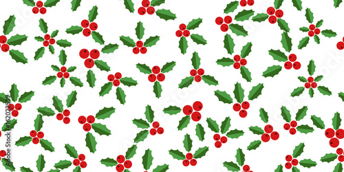 White background with hollyberries