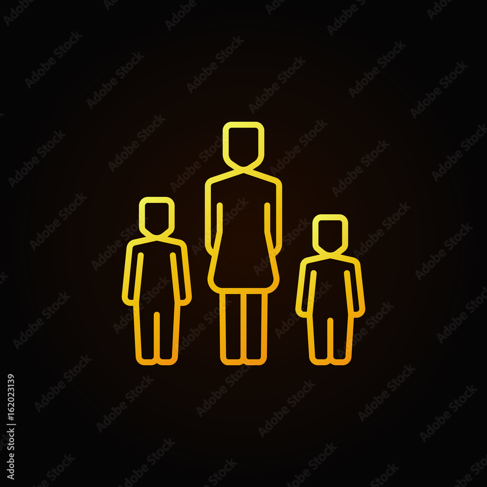 Yellow mother with two kids icon Yellow mother with two kids icon