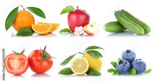 Obst und Gemüse Früchte Apfel Orange Zitrone Beeren Freisteller freigestellt isoliert