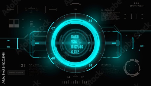 Futuristic virtual graphic touch user interface, HUD