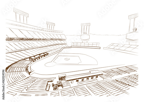 Obraz na płótnie Sketch of Baseball stadium, vector. w salonie