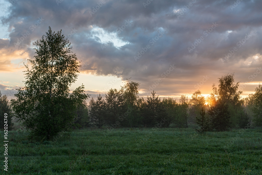 dawn over the meadow and forest dawn over the meadow and forest
