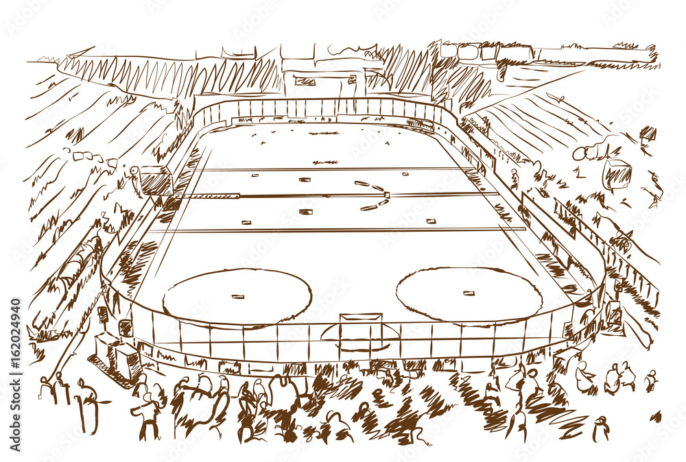 ice skating stadium sketch in vector.
