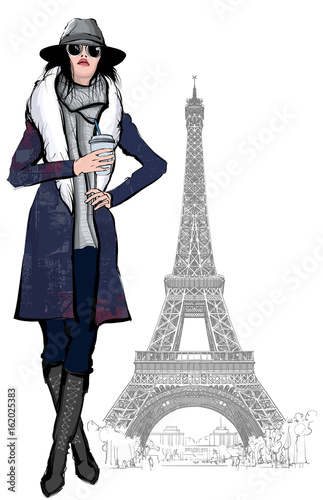 Young pretty fashion model in Paris