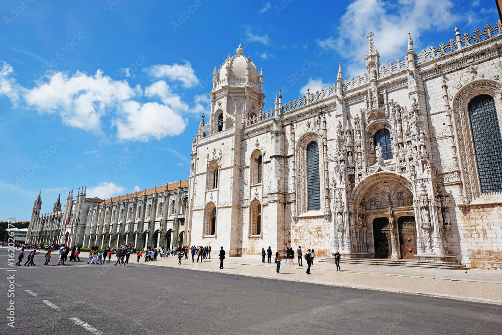 Fototapeta premium The Jeronimos Monastery or Hieronymites Monastery located in Lisbon, Portugal