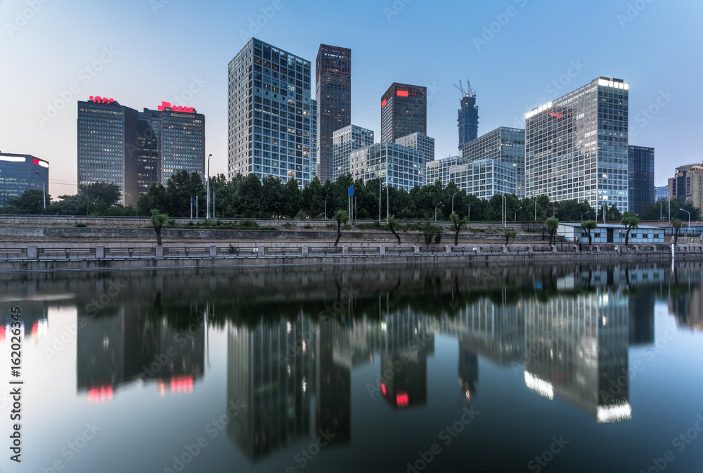 River And Modern Buildings Against Sky in Tianjin,China.