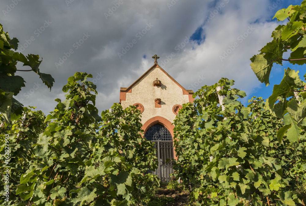 Chapel in Vineyard Germany with Dark Clouds