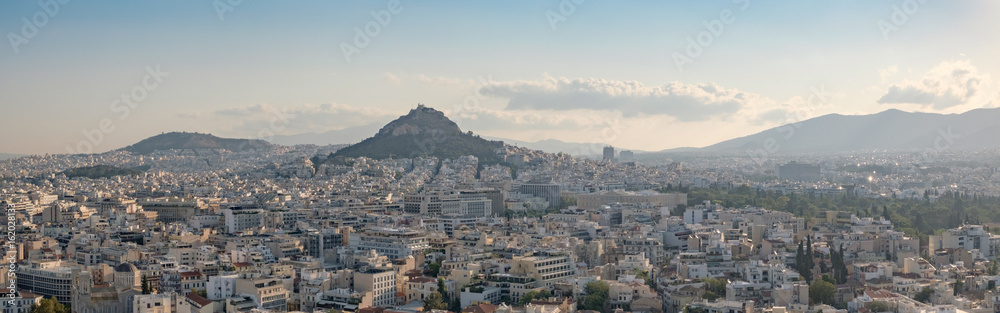 Panorama of Athens from the acropolis on a summer