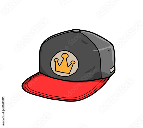 Snapback Hat, a hand drawn vector illustration of a snapback hat.