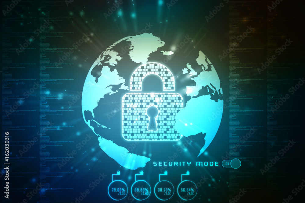 2d illustration Safety concept: Closed Padlock on digital background 2d illustration Safety concept: Closed Padlock on digital background