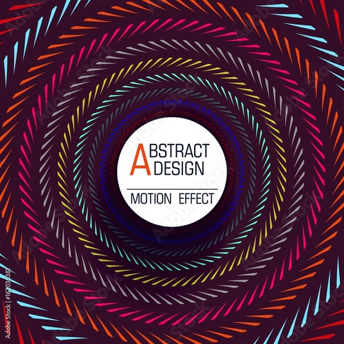 Simple Abstract Structure. Colored Rings from pointed line. Geometric Pattern with Motion Effect.
 Minimal Vector Design 