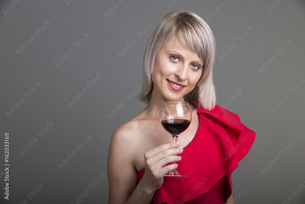 young gorgeous brunette with glass of red wine young gorgeous brunette with glass of red wine