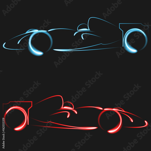 Set of formula 1 one racing car icons. Vector