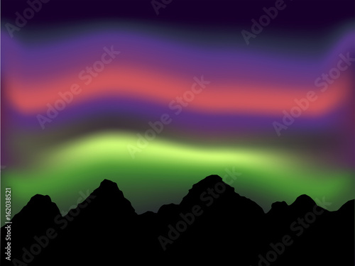 northern light and aurora with mountain vector