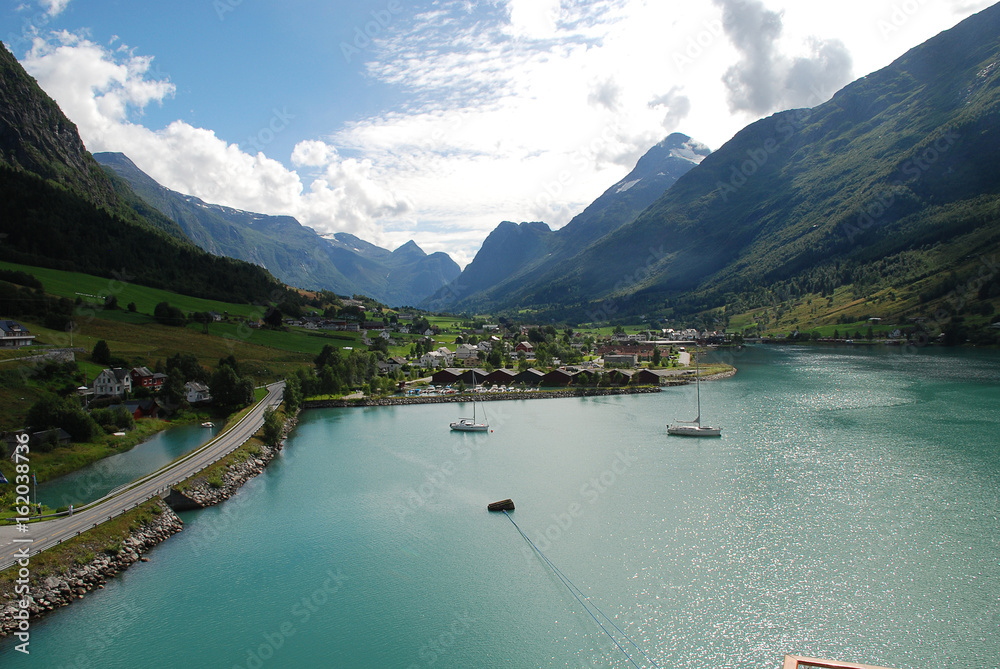Panorama view of Olden, Norway.
