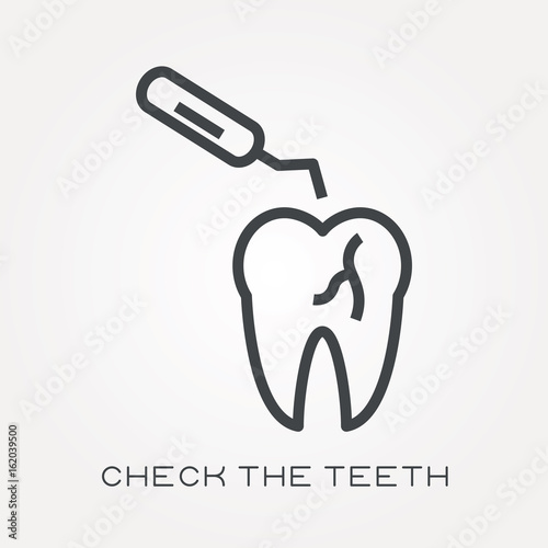 Line icon check the teeth