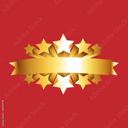 Gold star award with shiny ribbon with space for your text. It can be used for decorating of invitations, greeting cards.Vector Illustration.