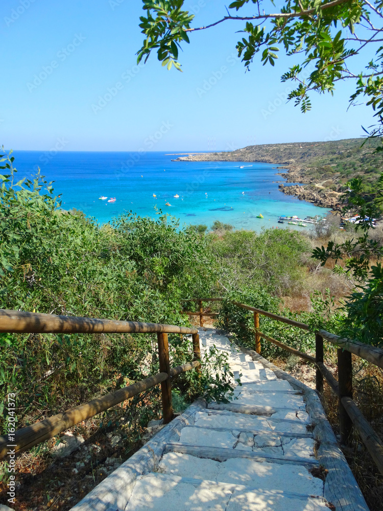 stairs to the beach coast landscape mediterranean sea Cyprus island