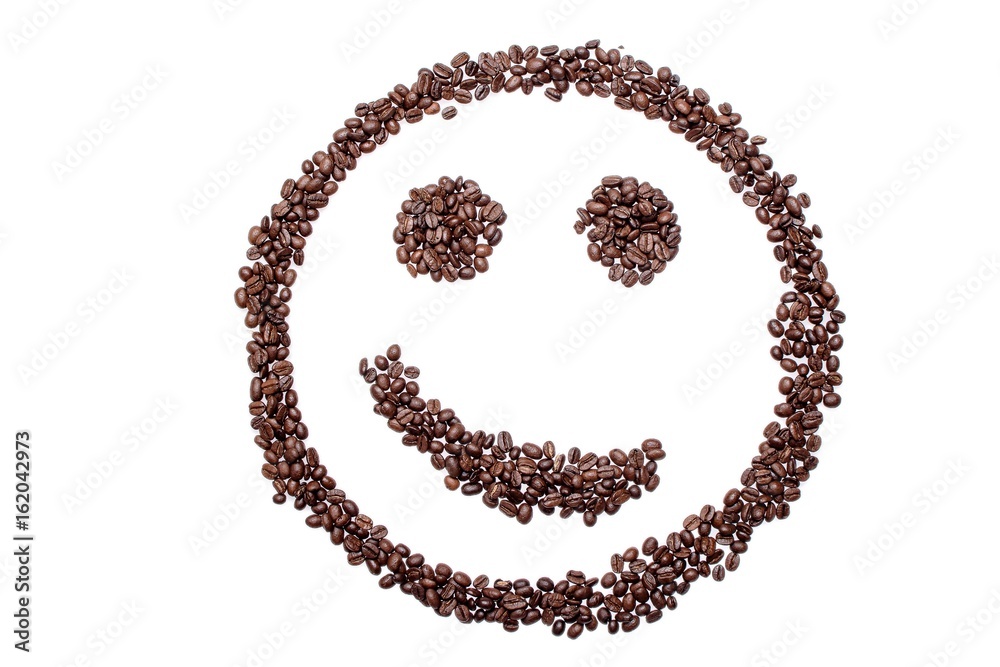 Malicious smile smiley coffee beans isolated on a white background Malicious smile smiley coffee beans isolated on a white background