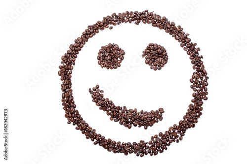 Malicious smile smiley coffee beans isolated on a white background