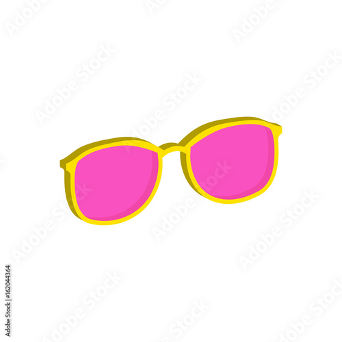 Pink Glasses, Eyeglasses symbol. Flat Isometric Icon or Logo. 3D Style Pictogram for Web Design, UI, Mobile App, Infographic.