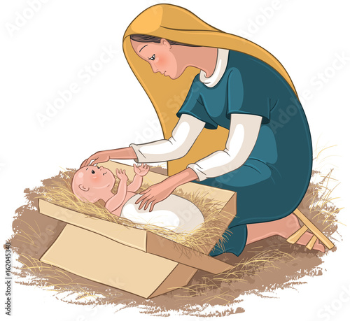 Mother Mary with Child Jesus in the manger