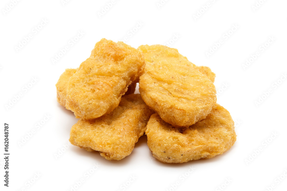 Fried chicken nuggets isolated on white Fried chicken nuggets isolated on white