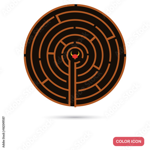 Labyrinth of the Minotaur color flat icon for web and mobile design