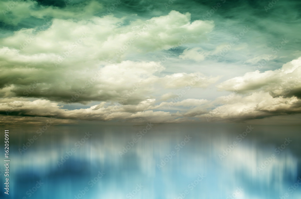 Blue sky with clouds over sea. Nature composition Blue sky with clouds over sea. Nature composition